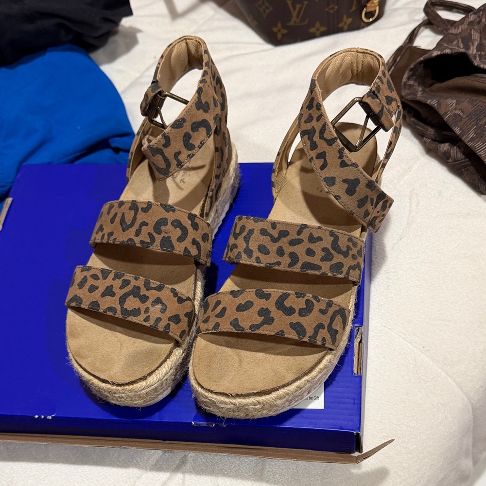 Leopard Print Espadrille Sandals
